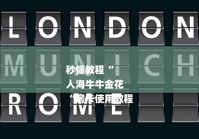 秒懂教程“
人海牛牛金花
“房卡使用教程
